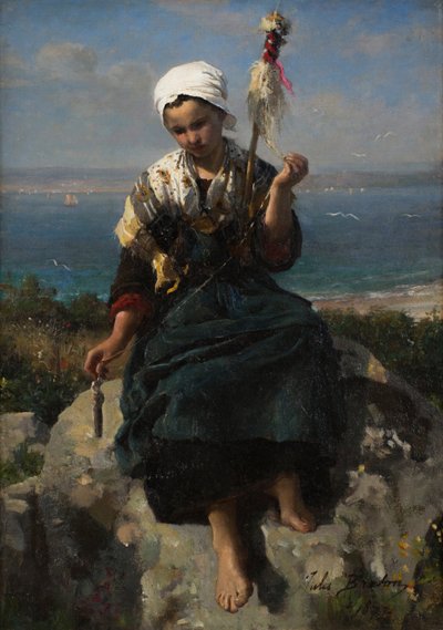 De Vlas Spinner door Jules Breton